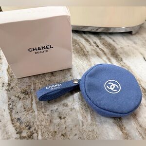 Chanel Beaute circular pouch New in box. Blue & white. GWP Measures 3 1/4”